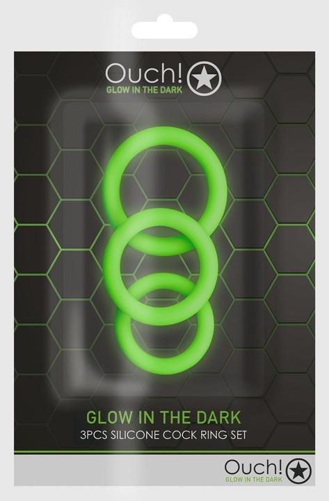 Image du produit Ouch! 3 pcs Cock Ring Set - Glow in the Dark
