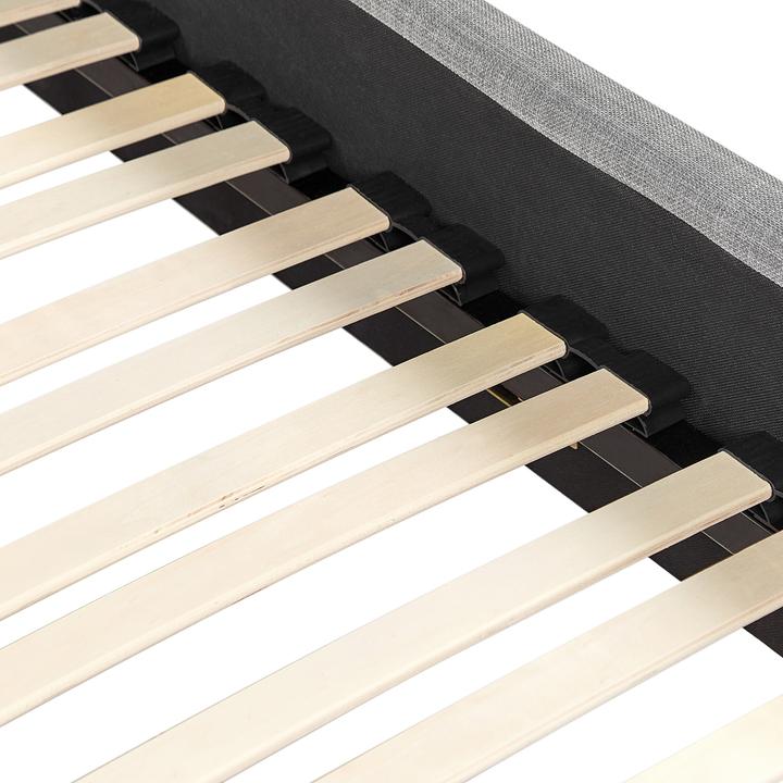 Actual product image Beliani Upholstered bed linen look grey slatted frame 90 x 200 cm METZ (90 x 200 cm)