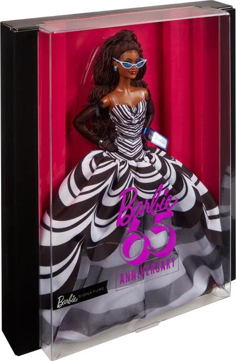Produktbild Barbie Signature Sammelpuppe zum 65. Jubiläum mit braunen Haaren und schwarz-weisser Robe