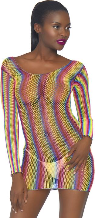 Productafbeelding Leg Avenue Regenboog visnet mini jurkje (Eén maat voor iedereen)