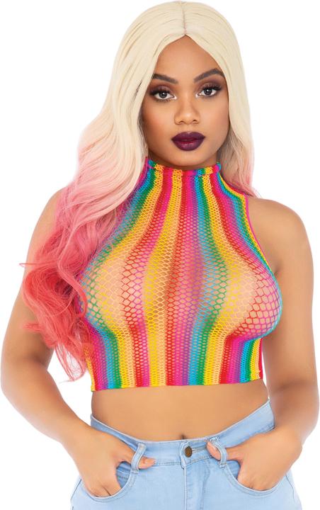 Produktbild Leg Avenue Rainbow net high neck crop top (One Size)