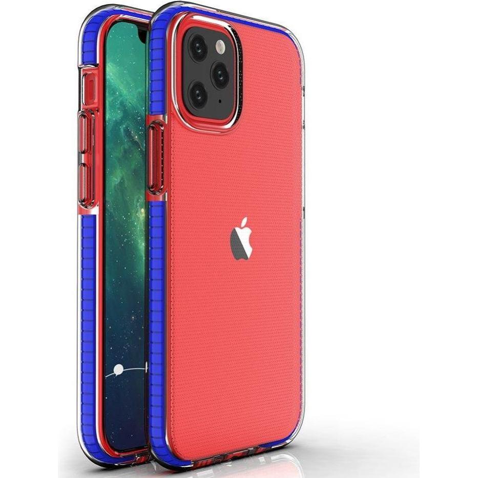 Hurtel Spring Case clear TPU gel protective cover with colorful frame for iPhone 13 Pro Max dark blue (Apple iPhone 13 P...