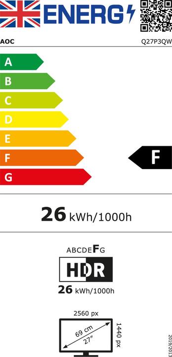 Energie-Label AOC Q27P3QW (2560 x 1440 Pixel, 27")