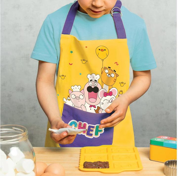 Produktbild Chefclub Kids Apron - Cooking Baking Apron - One Size - Adjustable - 100% Cotton - Yellow (One Size)