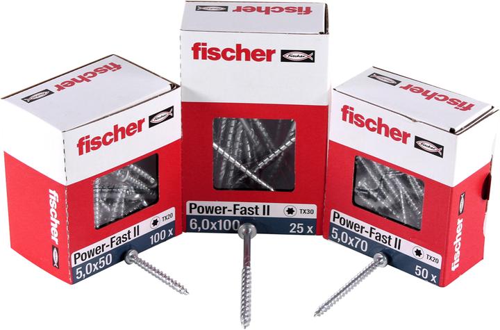 Produktbild Fischer Power-Fast II FPF II Spanplattenschraube 6,0x100 mm 25 Stück ( 670458 ) Senkkopf mit Torx Te (25 Schrauben pro Stück)