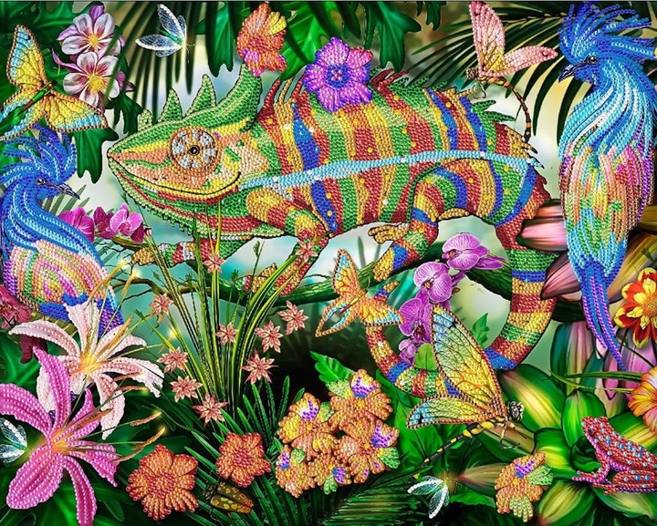 Immagine prodotto Craft Buddy Camaleonte della giungla, 40x50cm Crystal Art Kit