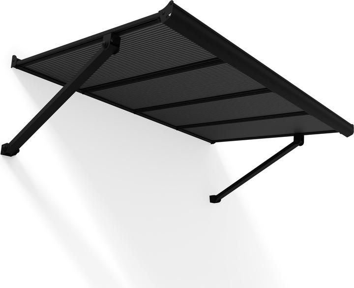 Palram Canopia | Augustine 4.8ft Door Awning Black Structure / Opaque Grey Panels