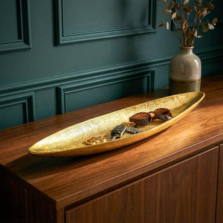 Produktbild FineBuy Dekoschale FB77675 Aluminium 80 cm Gold