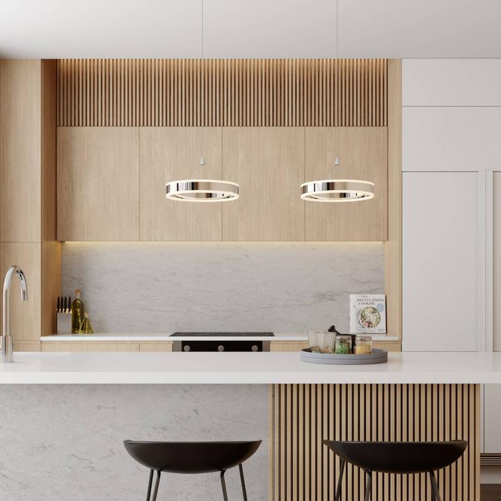 Image du produit Lucande Lyani Lampe à suspendre L85 Chrome/White (3200 lm)