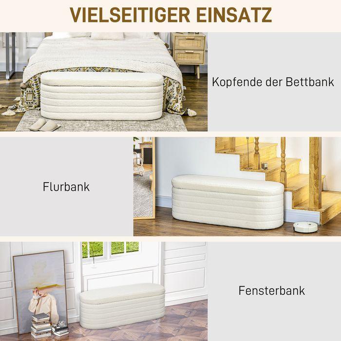Image du produit Swisshandel24 Banc de lit de chambre, espace de rangement, pieds en bois, peluche, jusqu'à 120kg, 116x41x40.5cm (41 cm)
