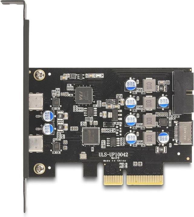 Actual product image Delock PCI Express x4 card to 2 x external USB Type-C + 1 x i