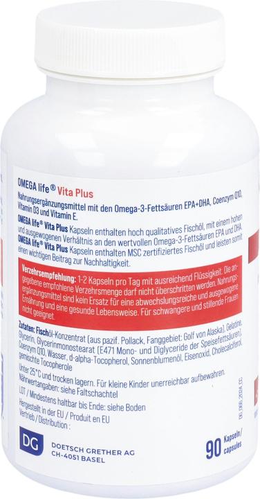 Nutritional values and ingredients Omega-Life OMEGA Life Vita Plus Kaps Ds 90 (90 Piece, Capsules, 202 g)