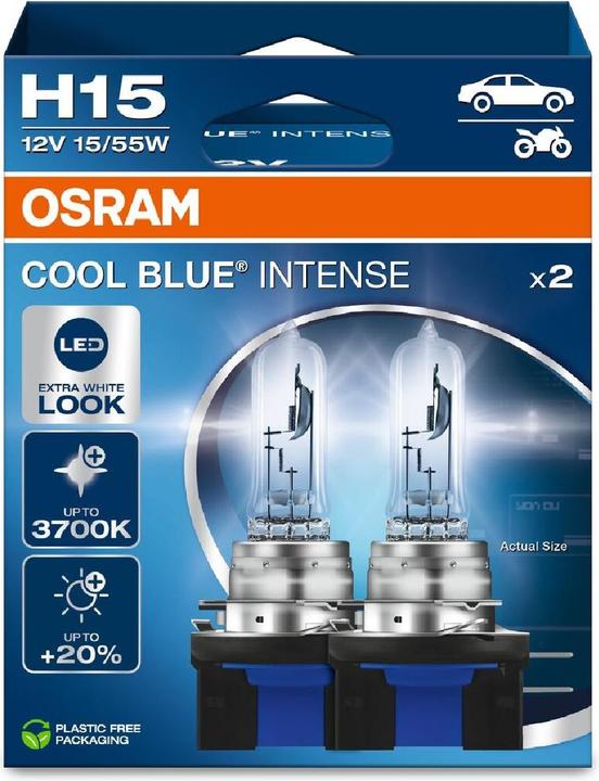 Actual product image Osram Halogen bulb Cool Blue Intense H15 15/55 W (H15)