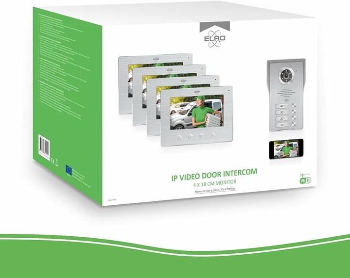 Productafbeelding Elro DV477IP4 Wifi IP Video Deur Intercom - 4 Appartementen - met 4x 7 inch kleurenscherm - Kleuren