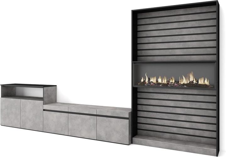 Actual product image Skraut Home TV Unit with Electric Fireplace and Storage, Modern Style