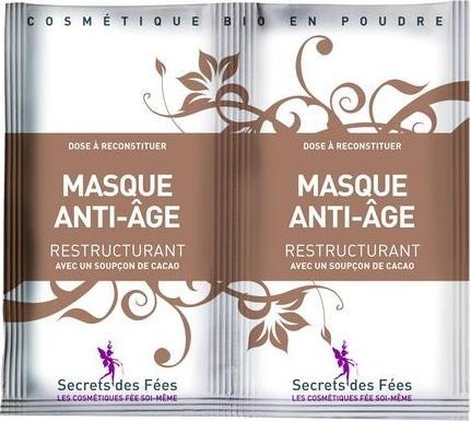 Secrets des Fées Masque visage reconstructeur BIO anti-âge cacao - 2x4,5g -
