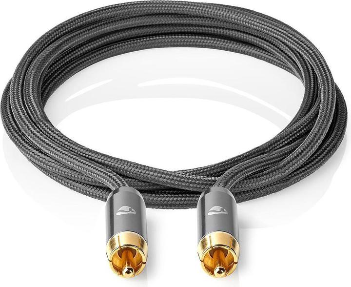 Image du produit Nedis Câble de subwoofer - RCA - plaqué or - 5 m - rond - Métal - Anthracite (5 m, Coaxial)