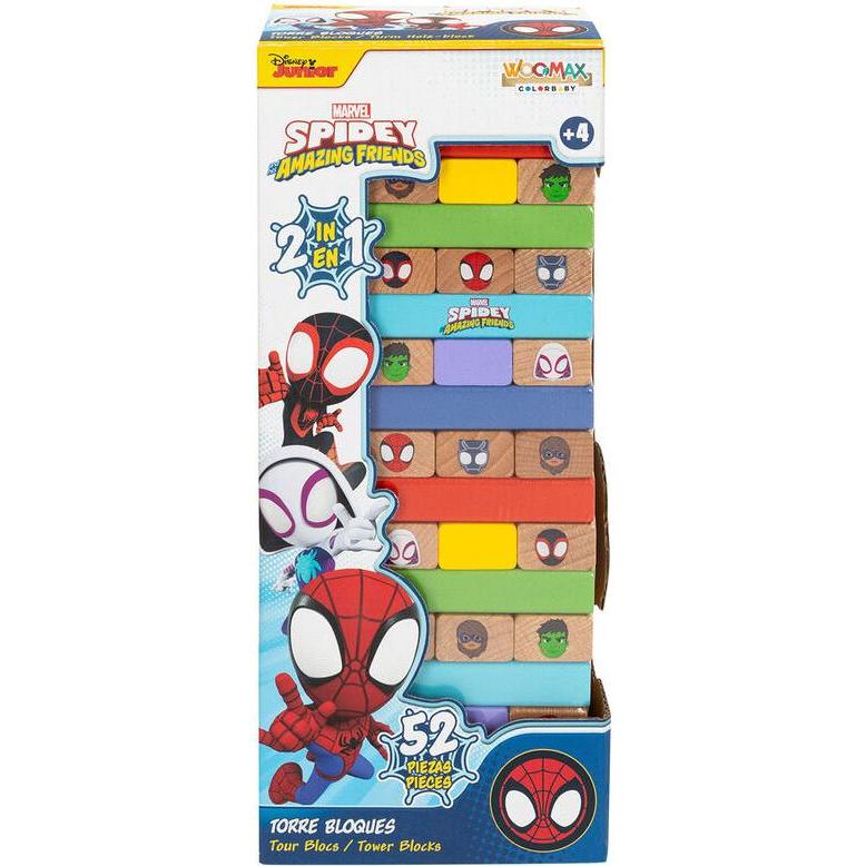 Woomax Marvel Spidey blocks tower + domino wooden set