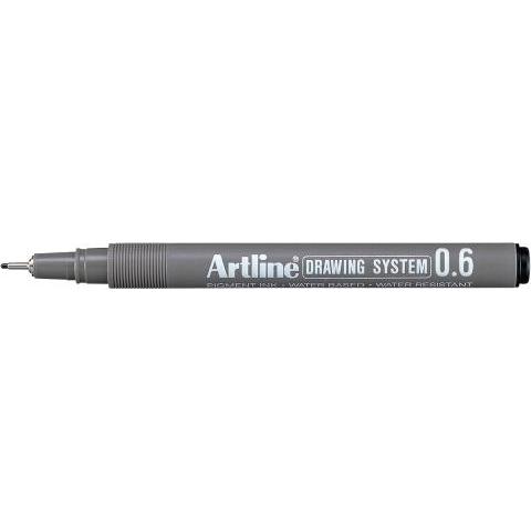Thumbnail - Artline, Schreibstifte, EK-236, Schwarz, Schwarz, Grau, Metallisch, Rund, Tinte auf Pigmentbasis, Edelstahl, 0,6 mm (Met...