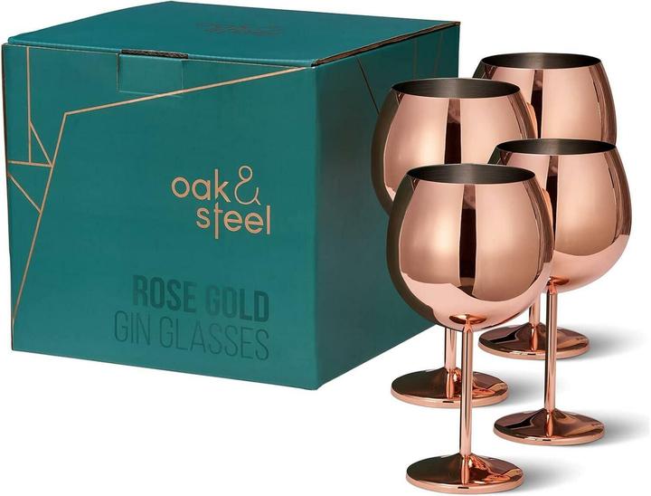 Produktbild Oak & Steel Edelstahl Gin Gläser Rosegold 4er Set (7 dl, 4 x, Gin Gläser)