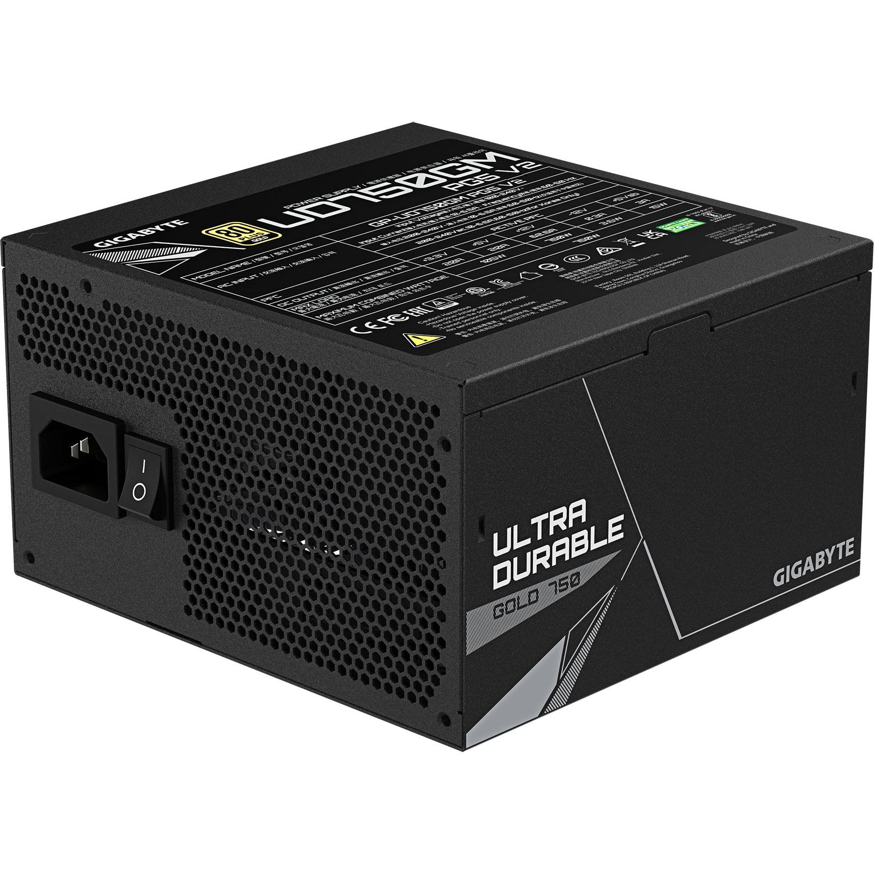 Gigabyte 750W GOLD F/M UD750GM PG5 V2 (750 W), PC Netzteil, Schwarz