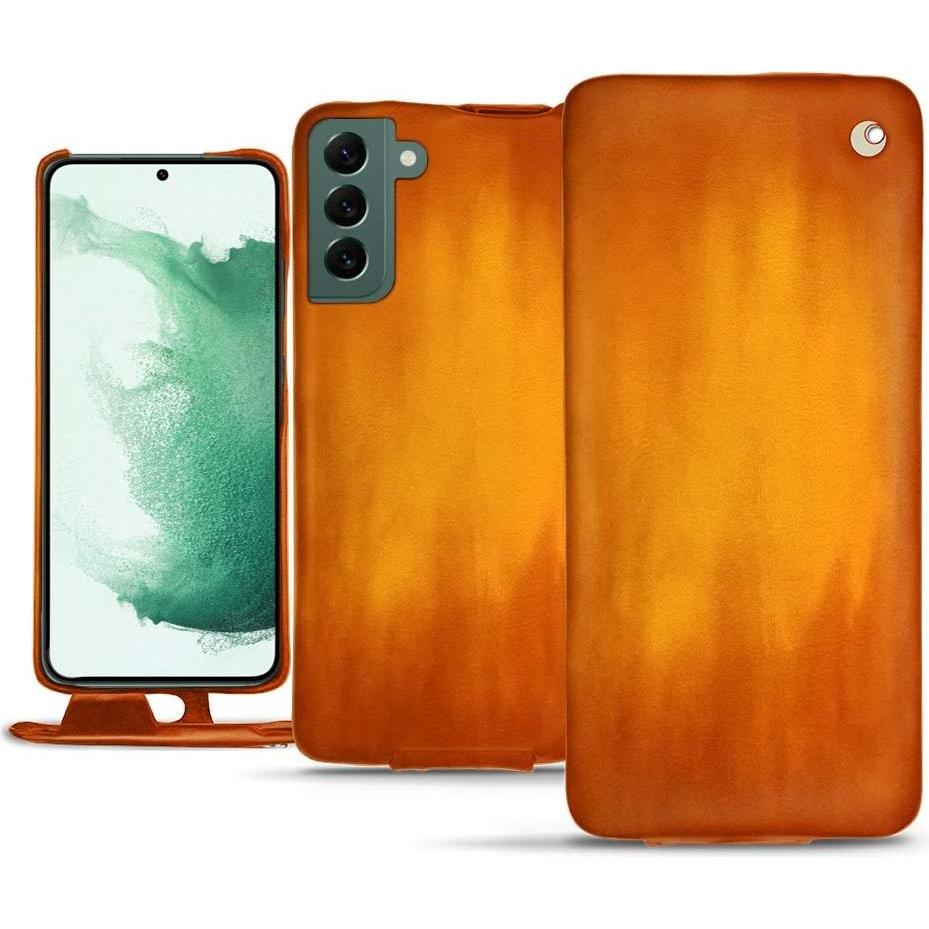 Noreve Lederschutzhülle vertikal (Samsung Galaxy S22+ 5G), Smartphone Hülle, Orange