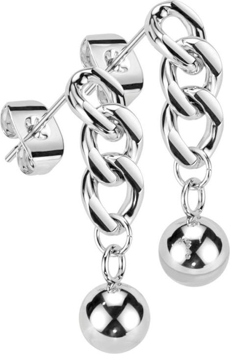 Produktbild Star Piercing Ohrstecker silber Anhänger Kettenglieder mit Kugel (ohne Messing, Chirurgenstahl 316L)