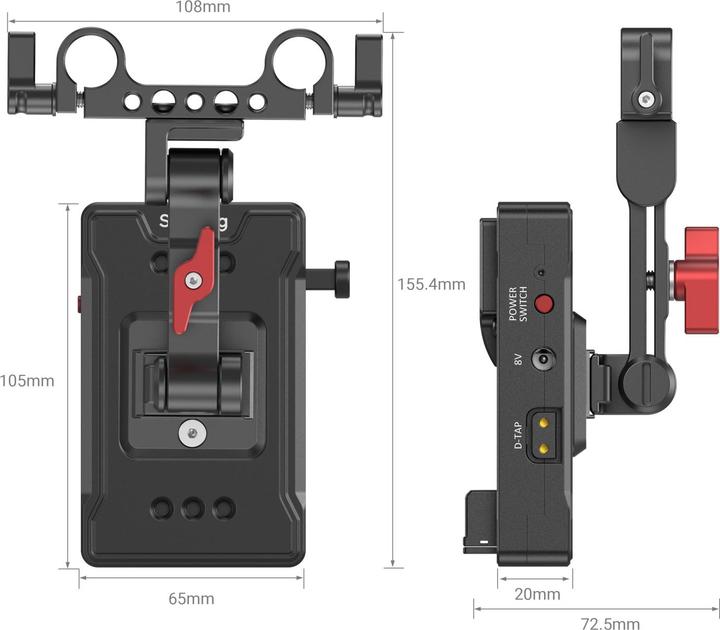 Produktbild SmallRig V Mount Battery Adapter Plate (Basic Version) with Extension Arm 3499B