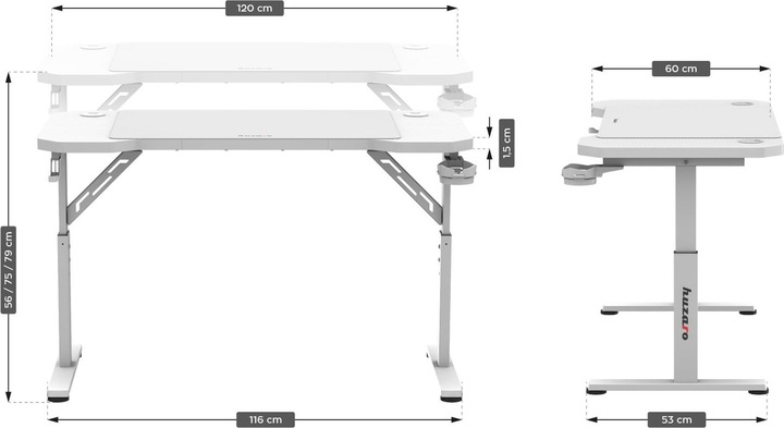 Actual product image Huzaro Biurko gamingowe Hero 2.6 White