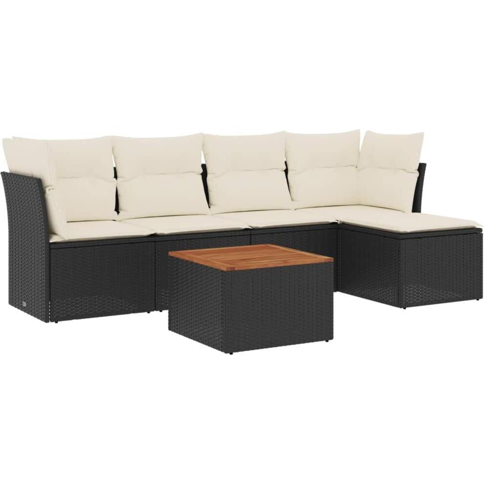 VidaXL, Gartenlounge, Gartenmöbel Sofa Garnitur Lounge Sitzgruppe 6-tlg. Schwarz Poly Rattan