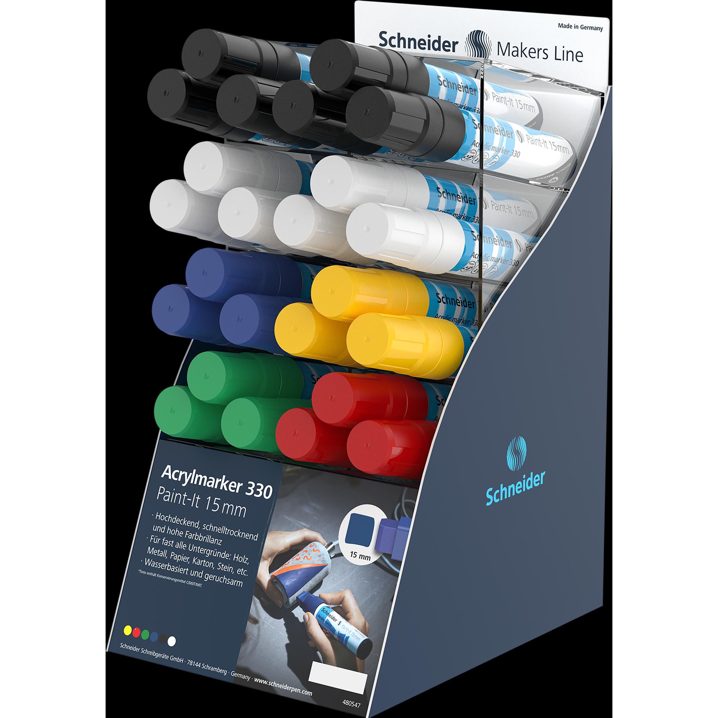 Schneider, Marker, Display Acrylmarker Paint-It 330 15mm (Tiefblau, 15 mm, 6 x)