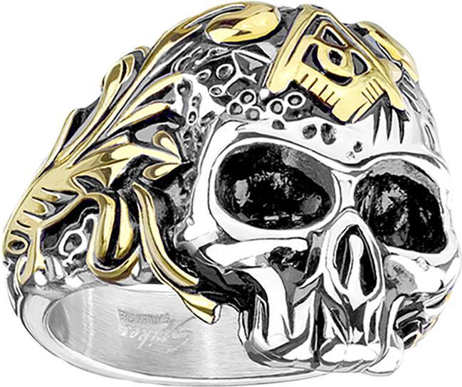 Immagine prodotto Star Piercing Anello in argento con teschio e simbolo massone (72, 950 Platino)