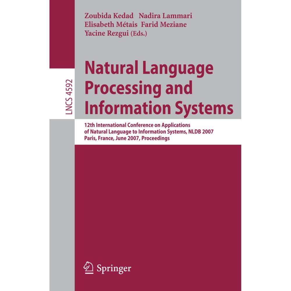 Natural Language Processing and Information Systems, Fachbücher von Farid Meziane, Yacine Rezgui, Elisabeth Métais, Zoub...