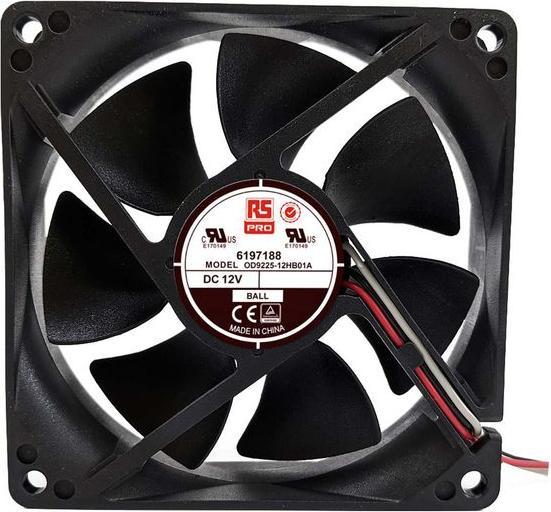 Produktbild RS PRO Lüfter 92x92x25mm 12VDC 3W 88,4m³/h (92 mm, 2x)