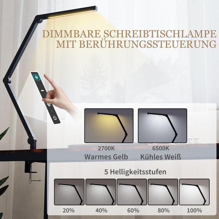 Actual product image Swisshandel24 Schreibtischlampe, Farbe, Metallklemme, 96 LEDs, Schwarz (300 lm)