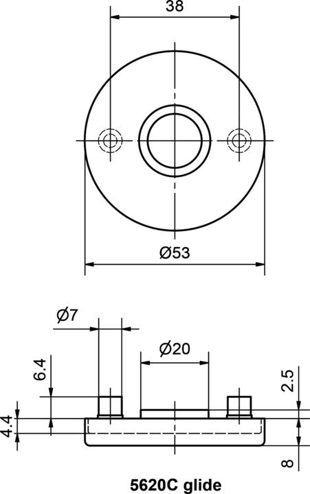 Produktbild Glutz Drückerrosetten innen/aussen glide/easyfix® 5620CN/CG (Türrosette)