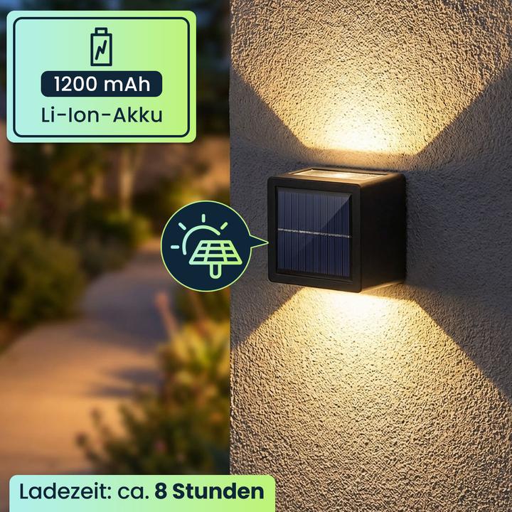 Image du produit Casativo 8er Set LED Solar Wandleuchte für Aussen: Warmweiss/Kaltweiss Garten-Lampe mit Akku & Sensor (25 lm, IP44)