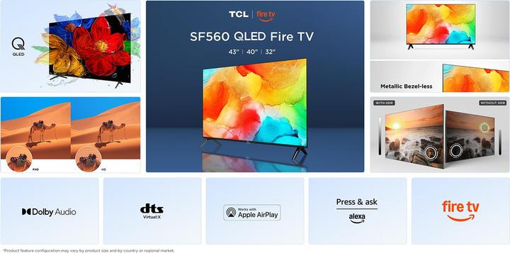 Immagine prodotto TCL Serie SF560 Smart TV QLED FHD 32" 32SF560, Dolby Audio, HDR10, Fire TV (32", QLED, Full HD, 2025)