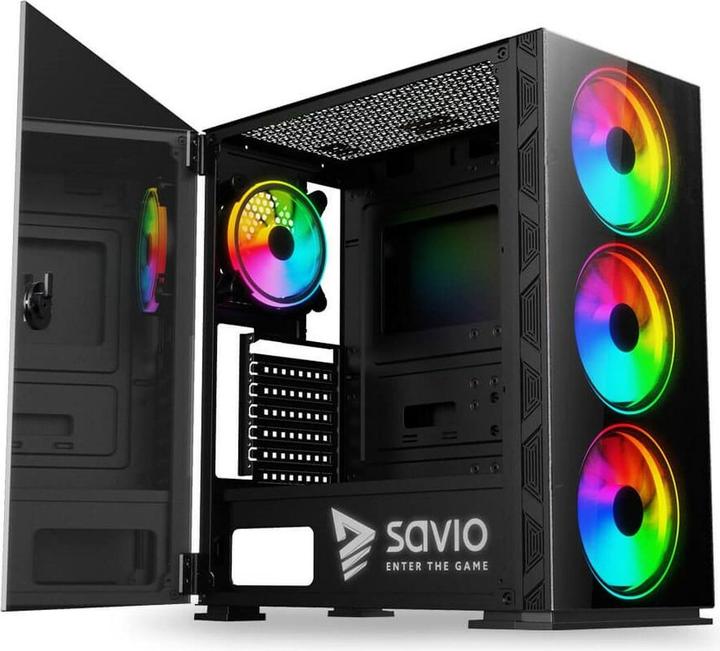 Actual product image Savio PC Case Prime X1 ARGB Glass Black (ATX, mATX, Mini-ATX, ITX)