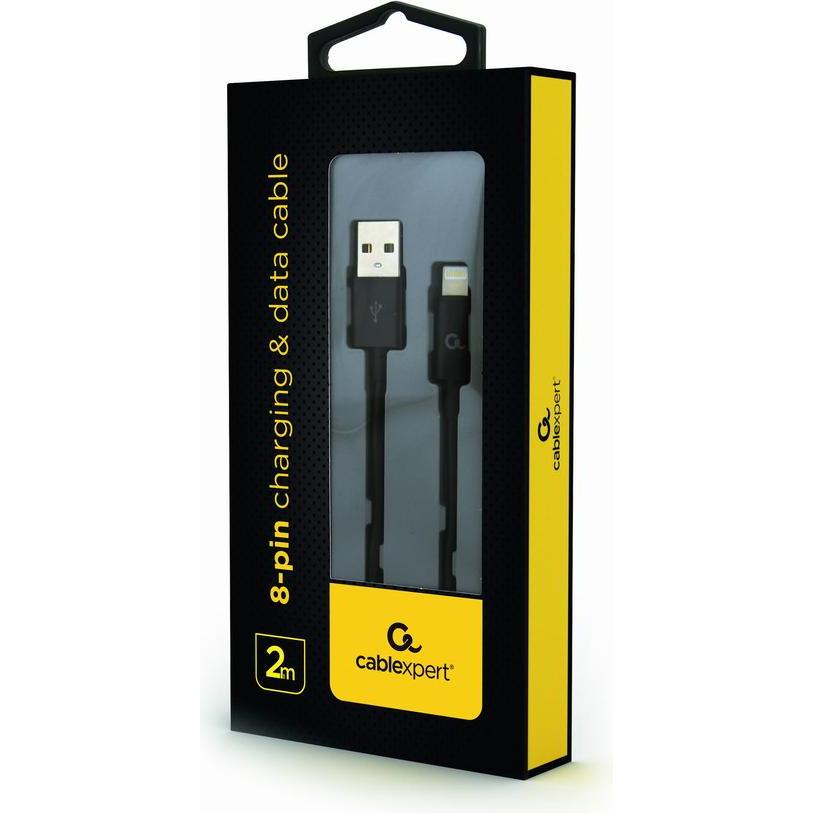 Thumbnail - Gembird CC-USB2P-AMLM-2M Lightning-Kabel Schwarz (2 m, USB 2.0), USB Kabel