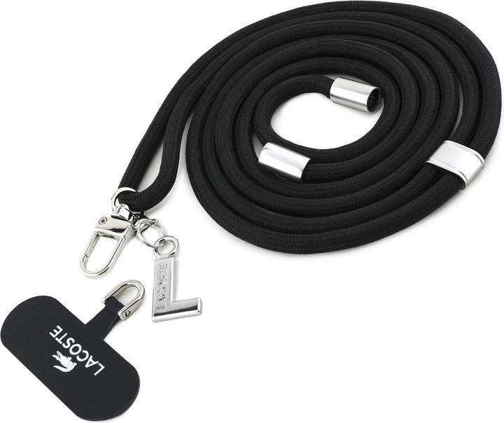Actual product image Lacoste Case Iconic Petit Pique Crossbody Cord MagSafe for iPhone 16 Pro black (Apple iPhone 16 Pro)