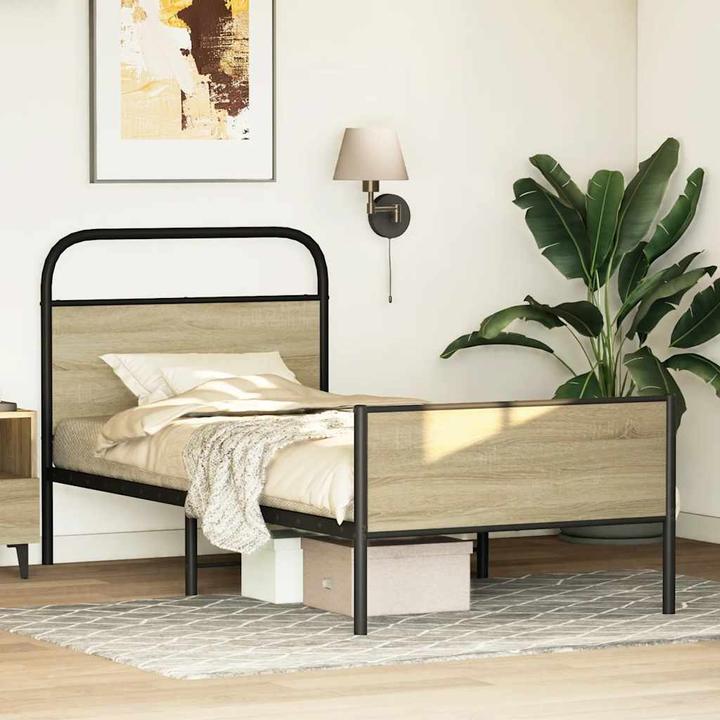 Produktbild VidaXL Bettgestell ohne Matratze 75x190 cm Sonoma-Eiche Holzwerkstoff (75 x 190 cm)
