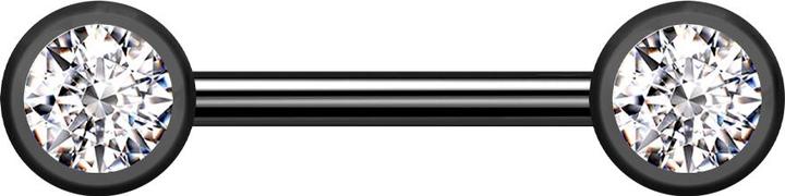 Immagine prodotto Star Piercing Barbell nero con due palline di cristallo anteriore argento (Acciaio chirurgico 316L)