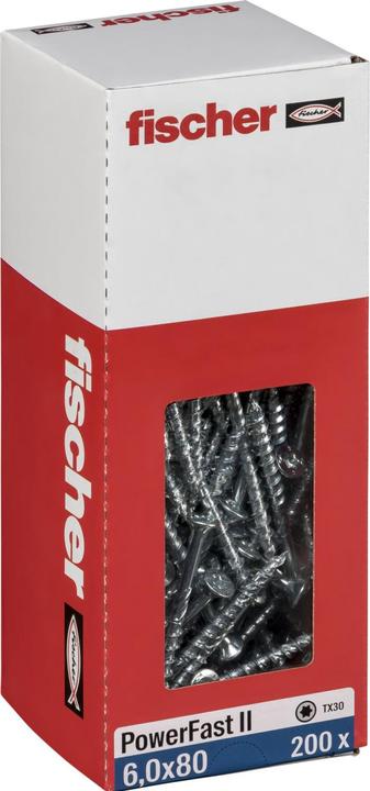 Produktbild Fischer PowerFast II 6,0x80 SK TX TG blvz 200 (200 Schrauben pro Stück)