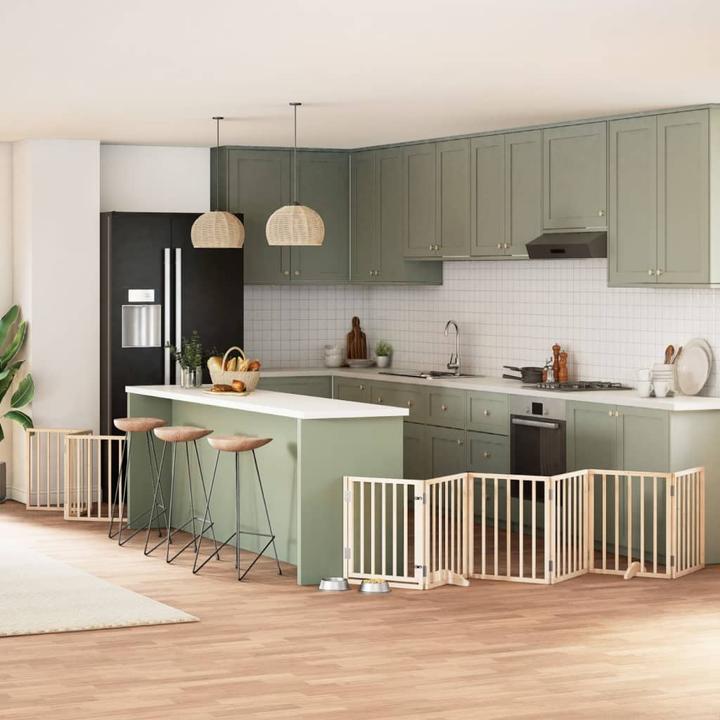 Produktbild vidaXL Hundetor mit Tür Absperrgitter Hunde Schutzgitter Faltbar 9-tlg. Holz (50 cm)