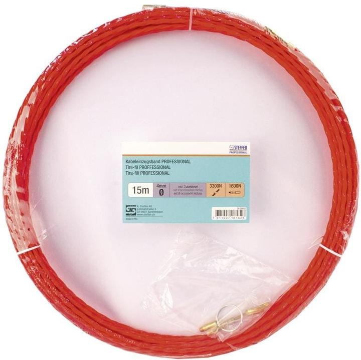 Actual product image Steffen Kabeleinzugsband PROFESSIONAL 15m Ø 4mm mit Suchfeder + Zubehörset rt (15 m)