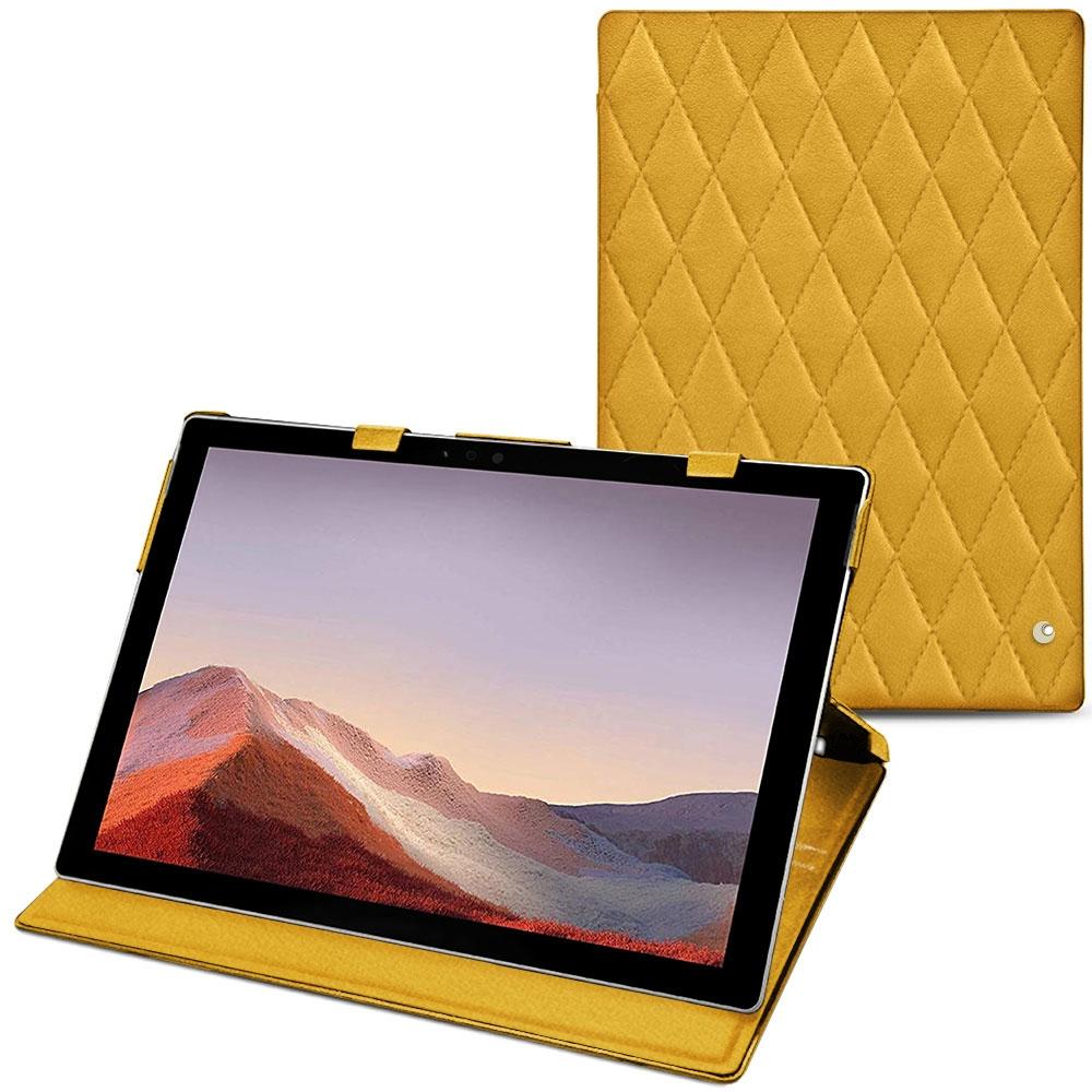 Noreve Lederschutzhülle vertikal (Microsoft Surface Pro 7), Tablet Hülle, Orange