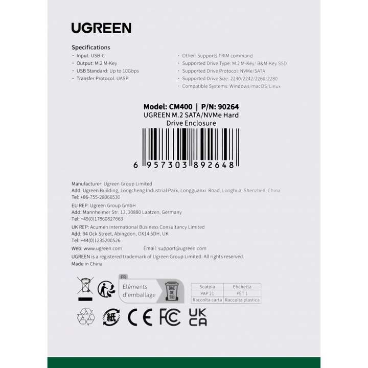 Actual product image Ugreen CM400 (M.2 2280)