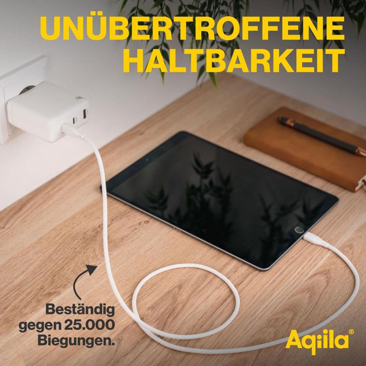 Image du produit Aqiila Cablebird CS12 - Câble USB-C vers USB-C en silicone, 60W (2m) - Blanc (2 m, USB 2.0, 60 W)