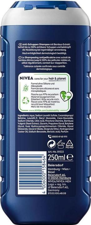 Actual product image NIVEA MEN Anti-Schuppen pH-Optimal (Liquid shampoo, 250 ml)